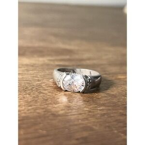 Vintage FAS Jewelers Co. Sterling And CZ Statement Ring Sz.7.75/7.5 Art Deco